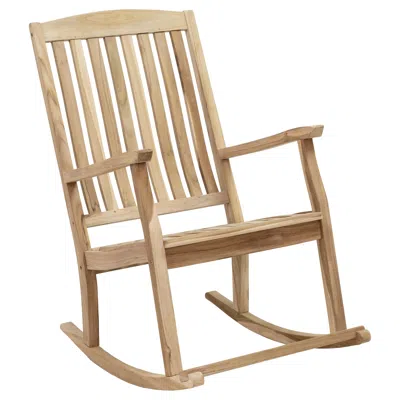 Sunnydaze Teak Wood Outdoor Porch Rocking Chair With Slatted Back, 275 Lb Capacity, Unfinished In Brown