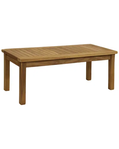 Sunnydaze Teak Wooden Outdoor Patio Coffee Table In Brown