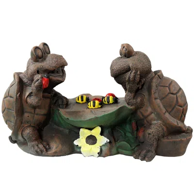 Sunnydaze Tic Tac Toe Turtles Concrete Garden Statue - 7.5-inch In Brown