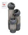 Sunnydaze Tiered Cascading Cups Solar Fountain With Battery With $32 Credit In Grey