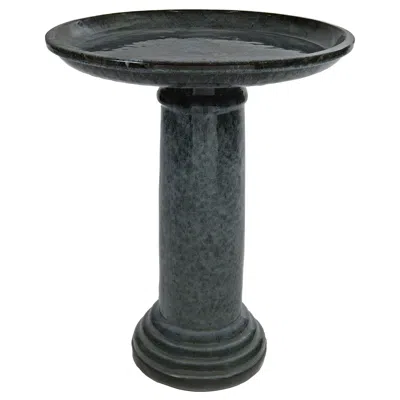 Sunnydaze Toulon Ceramic Bird Bath - Black Mist - 24.5" H