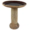 Sunnydaze Toulon Ceramic Bird Bath With Lava Finish - Brown Glazed Bowl With Brown Distressed Ceramic Finish