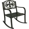 Sunnydaze Traditional Fleur-de-lis Design Cast Iron And Steel Outdoor Rocking Chair