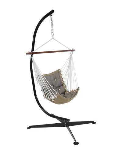 Sunnydaze Tufted Victorian Hammock Swing With C-stand In Grey