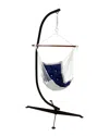 Sunnydaze Tufted Victorian Hammock Swing With Stand Navy Blue In Blue