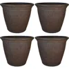 Sunnydaze Weather-resistant Double-walled Anjelica Outdoor Flower Pot Planter - 15.25" - Rust Finish - 4pk