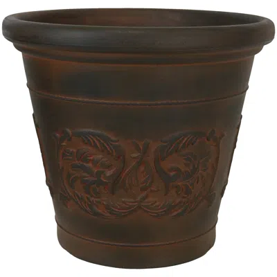 Sunnydaze Weather-resistant Double-walled Arabella Outdoor Flower Pot Planter - 16" - Rust Finish - 1 Planter