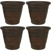 Sunnydaze Weather-resistant Double-walled Arabella Outdoor Flower Pot Planter - 16" - Rust Finish - 4pk