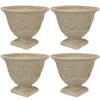 Sunnydaze Weather-resistant Double-walled Darcy Outdoor Flower Pot Planter - 16" - Beige - 4pk