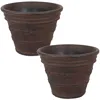 Sunnydaze Weather-resistant Double-walled Laurel Outdoor Flower Pot Planter - 13" - Rust Finish - 2pk