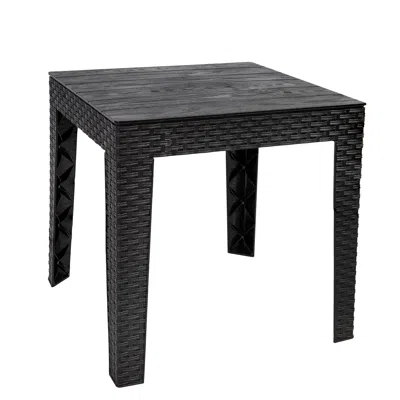 Sunnydaze Weather-resistant Outdoor Side Table With Faux Wood Plank Tabletop - 16.5" Square - Black