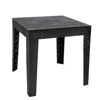 SUNNYDAZE WEATHER-RESISTANT OUTDOOR SIDE TABLE WITH FAUX WOOD PLANK TABLETOP - 16.5" SQUARE - BLACK