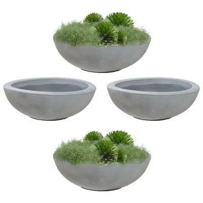 Sunnydaze Weather-resistant Polyresin Double-walled Percival Outdoor Flower Pot Planter - 20.75" - Gray - 4pk
