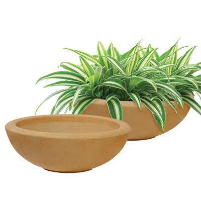 Sunnydaze Weather-resistant Polyresin Double-walled Percival Outdoor Flower Pot Planter - 20.75" - Sand - 2pk In Neutral
