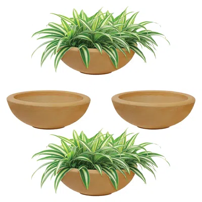Sunnydaze Weather-resistant Polyresin Double-walled Percival Outdoor Flower Pot Planter - 20.75" - Sand - 4pk In Brown