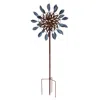 Sunnydaze Whirling Petals Powder-coated Iron Wind Spinner - 48" H - Blue And Brown