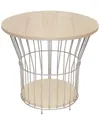 Sunnydaze Wire Pedestal End Table In Cream