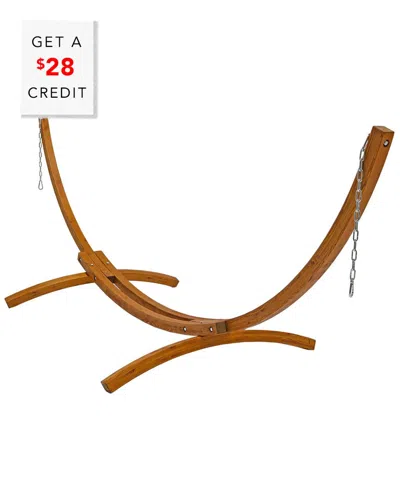 SUNNYDAZE SUNNYDAZE WOOD CURVED HAMMOCK STAND W/ HOOKS & CHAINS WITH $28 CREDIT