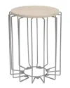 Sunnydaze Woodgrain-look Wire End Table In Cream