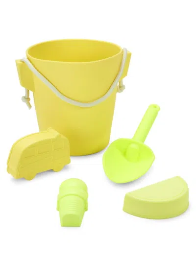Sunnylife Kids' 5-piece Silicone Toy Beach Bucket Set In Yellow
