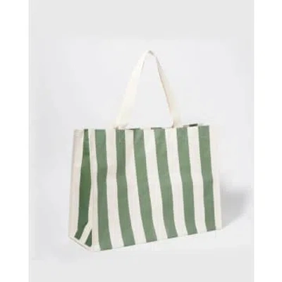 Sunnylife Carryall Beach Bag Olive Stripe In Green