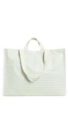 Sunnylife Carryall Beach Bag Sage Stripe In Sage Stripe