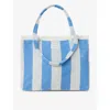 SUNNYLIFE SUNNYLIFE CREAM AND BLUE STRIPE-PRINT TWO-IN-ONE BEACH TOWEL AND BAG 90CM X 164CM