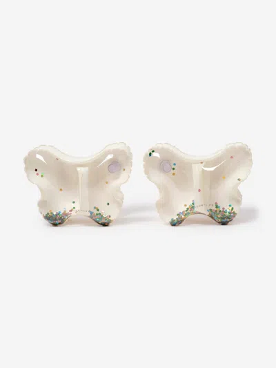 Sunnylife Girls Inflatable Arm Bands Cotton Candy Glitter In Ivory