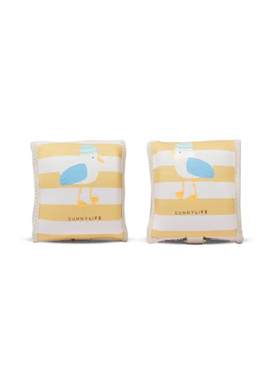 Sunnylife Kids Neoprene Arm Bands Sid The Seagull Mustard Stripe