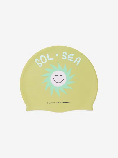 Sunnylife Kids Smiley World Swimming Cap In Multicoloured