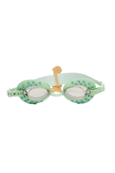 Sunnylife Kids Swim Goggles Shred Turtle Aqua In Blue