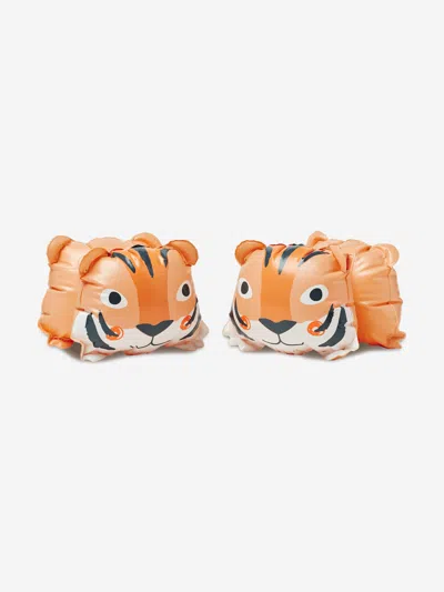 Sunnylife Kids Tino The Tiger Inflatable Arm Bands In Orange