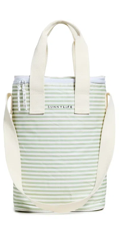 Sunnylife Light Cooler Drinks Bag Sage Stripe