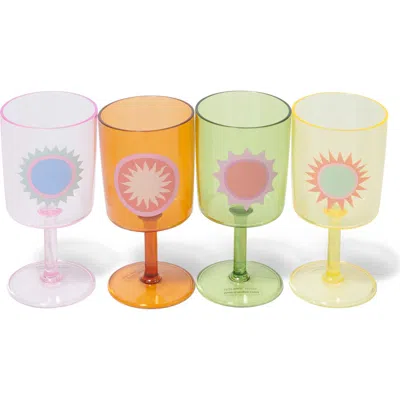 Sunnylife Poolside Assorted Set Of 4 Wine Glasses