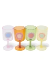 SUNNYLIFE POOLSIDE ASSORTED SET OF 4 WINE GLASSES