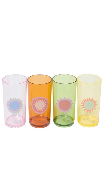 Sunnylife Poolside Tall Tumbler Set Of 4 In Multi