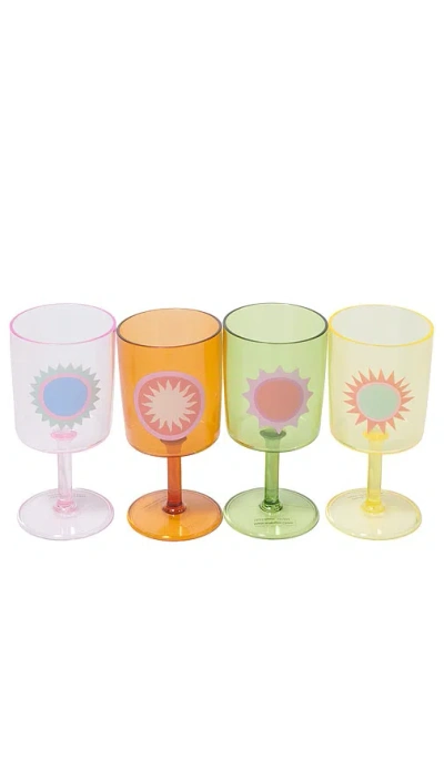 Sunnylife Poolside Wine Glass Set Of 4 In Multi
