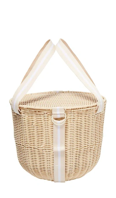 Sunnylife Round Picnic Cooler Basket Le Weekend In Neutral