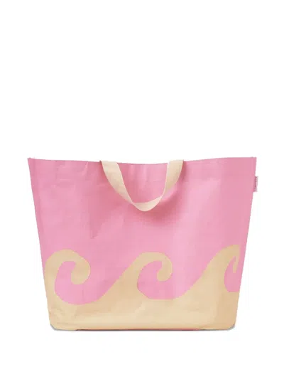 Sunnylife Wave-print Tote Bag In Pink