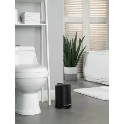 Sunnypoint 3 Liter / 0.8 Gallon Step On And Slow Close Trash Can With Plastic Inner Bucket In Black