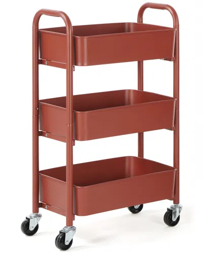 Sunnypoint 3-tier Rolling Metal Storage Organizer In Red