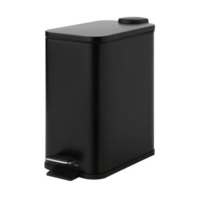 Sunnypoint 5 Liter / 1.32 Gallon Rectangle Step On And Slow Close Trash Can With Plastic Inner Buckets In Black