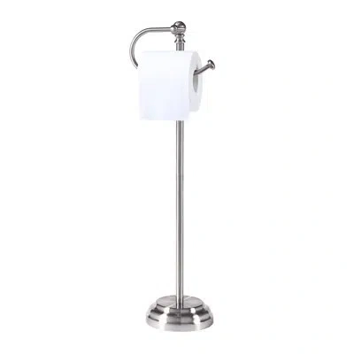 Sunnypoint Bathroom Free Standing Toilet Paper Roll Holder Stand In Satin Nickel