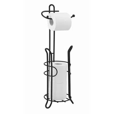 Sunnypoint Bathroom Toilet Tissue Paper Roll Storage Holder Stand With Reserve Area For Mega Rolls In Black