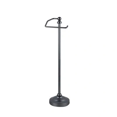 Sunnypoint Deluxe Free Standing Heavy Weighted Toilet Tissue Paper Roll Holder Stand In Black Nickel