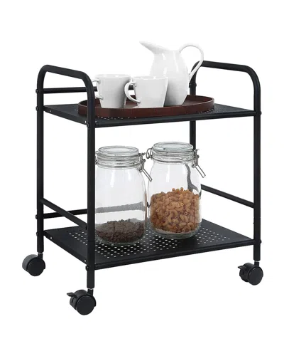 Sunnypoint Dnu  2-tier Metal Rolling Utility Cart In Black
