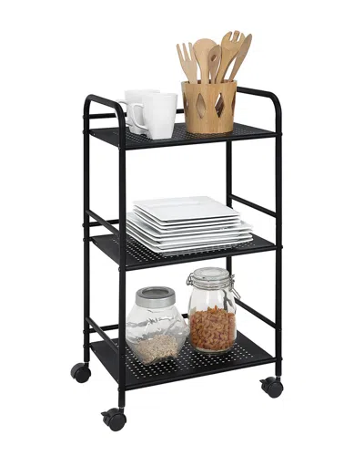 Sunnypoint Dnu  3-tier Metal Rolling Utility Cart In Black