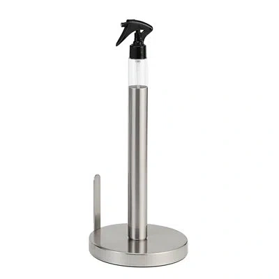Sunnypoint Heavy Weighted Paper Towel Holder Stand Dispenser With Built-in Spray Bottle In Silver