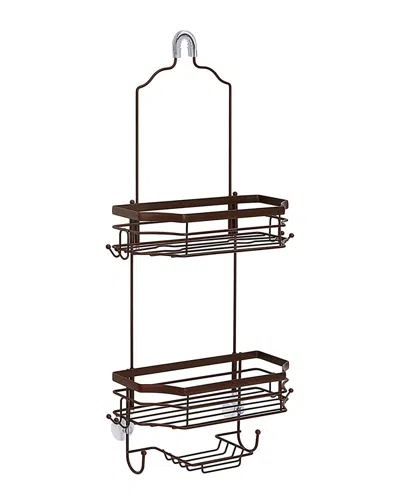 Sunnypoint Modern Shower Caddy With 4 Hooks In Brown