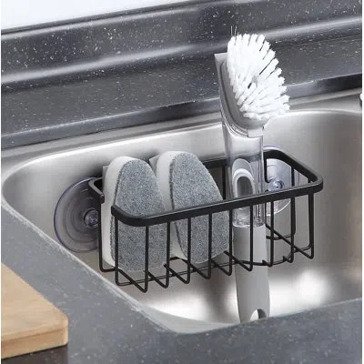Sunnypoint Neverrust 304 Stainless Steel Kitchen/bathroom Sink Suction Holder For Sponges, Scrubbers, Soap In Black